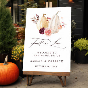 Poster Fall in Love Pumpkin Autumn Wednsinais Bem-vindo