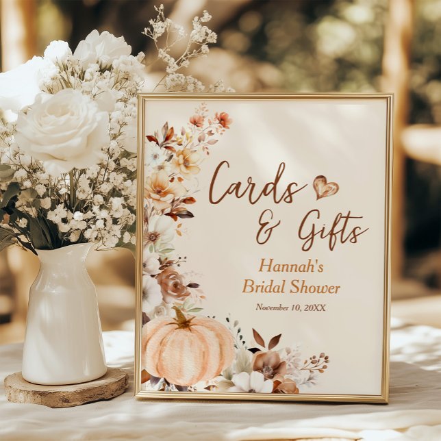 Poster Fall in Love Pumpkin Cards and Gifts Bridal Shower (Criador carregado)
