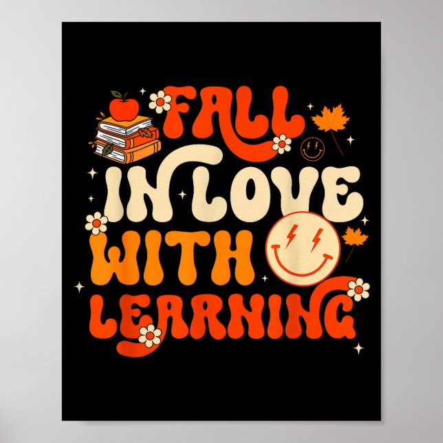 Poster Fall In Love With Learning Autum Thanksgiving Teac (Frente)