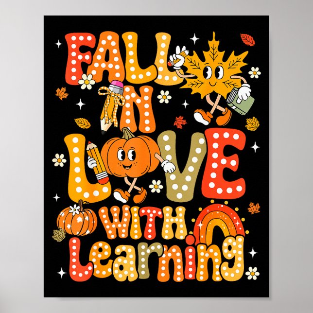 Poster Fall In Love With Learning Autumn Thanksgiving Pum (Frente)