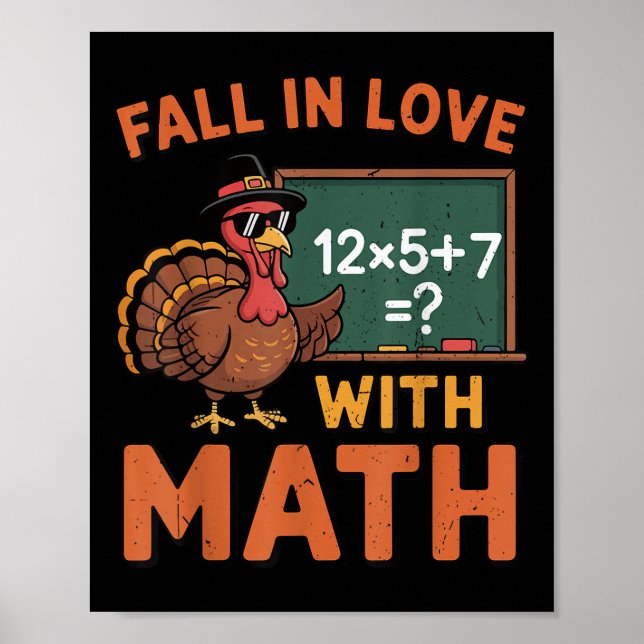 Poster Fall In Love With Math 67 Turkey Math Teacher Than (Frente)
