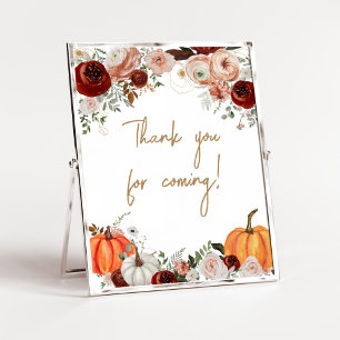 Poster Fall Marsala Burgundy Pumpkin Obrigado por vir