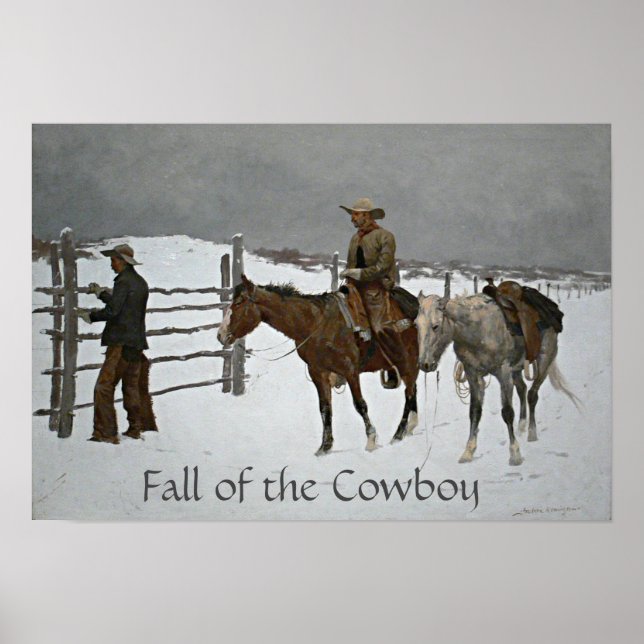 Poster "Fall of the Cowboy", por Frederic Remington (Frente)