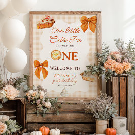 Poster Fall Orange Bow Cutie Pie 1st birthday Welcome