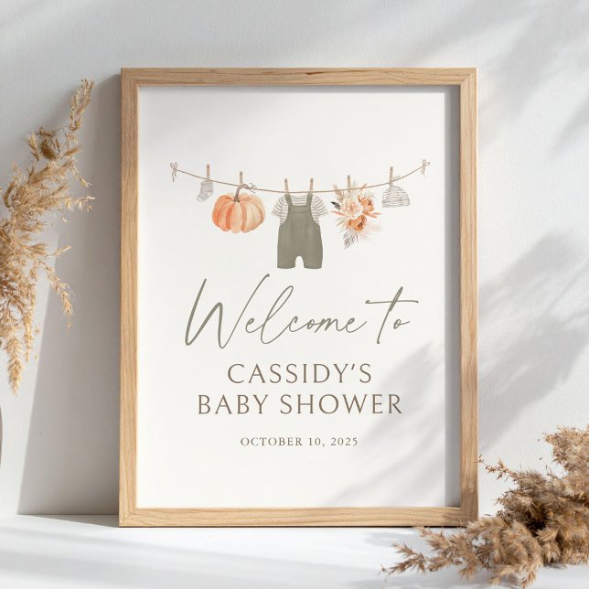 Poster Fall Pumpkin Baby Clothes Chá de fraldas sinais de (Criador carregado)