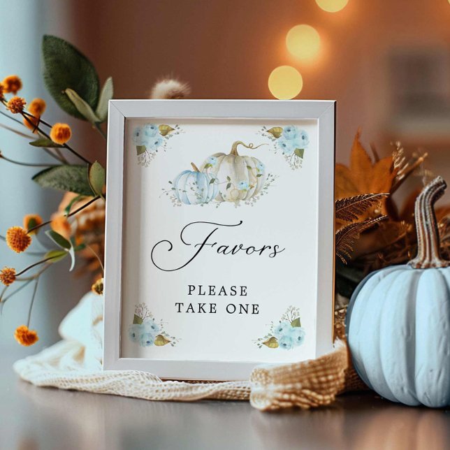 Poster Fall Pumpkin Boy Chá de fraldas Favoritos Sinal (Boy Fall Baby Shower Favors sign)