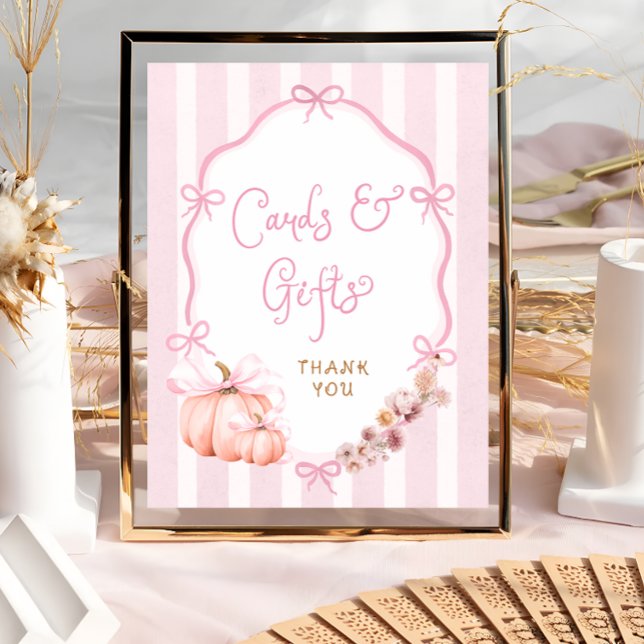 Poster Fall Pumpkin Floral Baby Shower Cards and Gifts (Criador carregado)