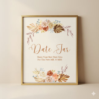Poster Fall Rustic Terracotta Date Jar Bridal Shower