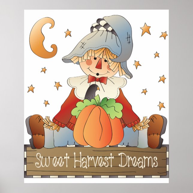 Poster Fall Scarecrow Sweet Harvest Dreams (Frente)