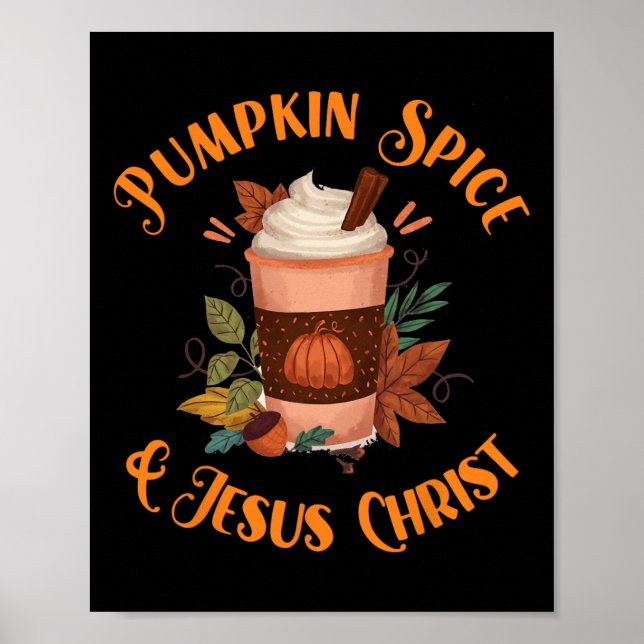 Poster Fall Season Cute Pumpkin Spice E Jesus Cristo (Frente)