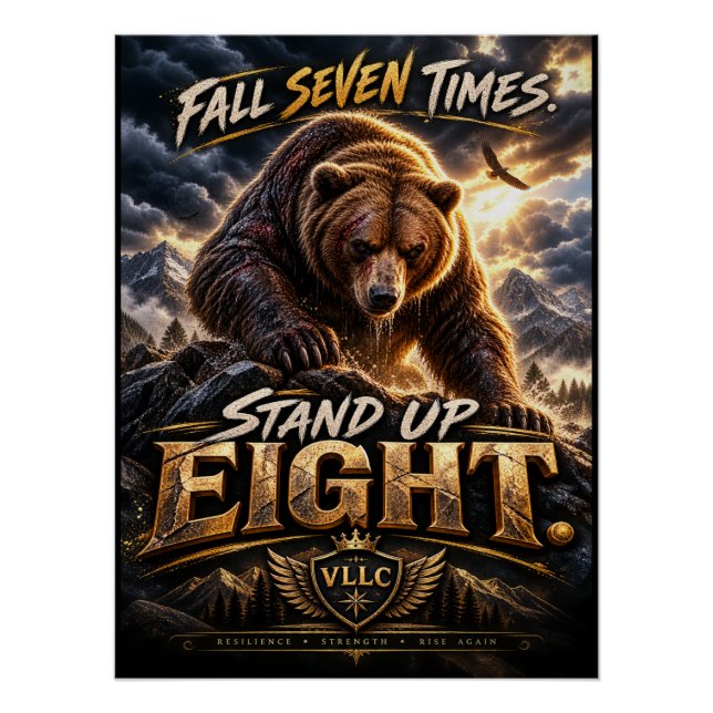 Pôster Fall Seven Times Stand Up Eight Grizzly Bear (Frente)
