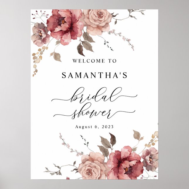 Poster Fall Terracotta Burgundy Sinal de Boas-vindas (Frente)