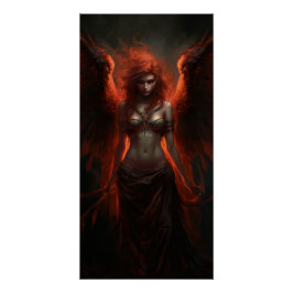 Pôster Fallen Fire Angel – Dark Fantasy Poster Art