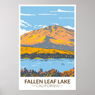 Poster Fallen Leaf Lake California em Fall Vintage