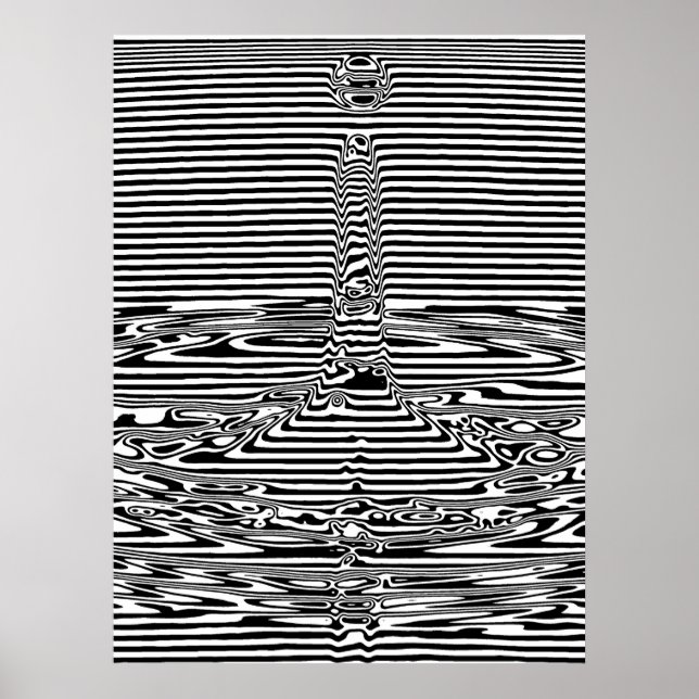 Poster Falling Water Droplets in Ocean OP Art  (Frente)
