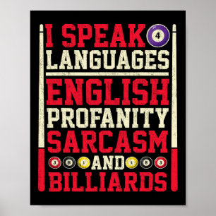 Poster Falo 4 idiomas Profanação Sarcasmo E Billiard