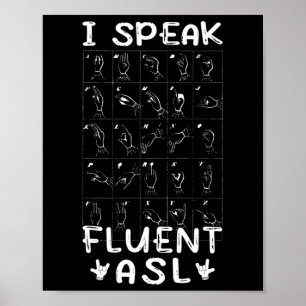 Poster Falo fluente ASL - linguagem gestual Sensibilizaçã