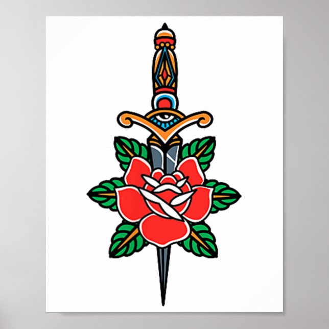 Poster Falso amigo Tradicional Americano Tatuagem Antiga (Frente)