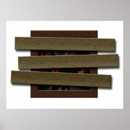 Pôster Falso Embarcado Na Janela Halloween Casa Assombrad