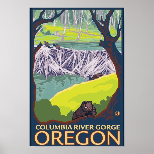 Poster Família Beaver - Columbia River Gorge, Oregon (Frente)