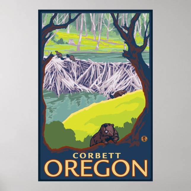 Pôster Família Beaver - Corbett, Oregon (Frente)