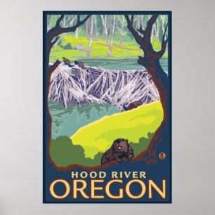 Poster Família Beaver - Hood River, Oregon