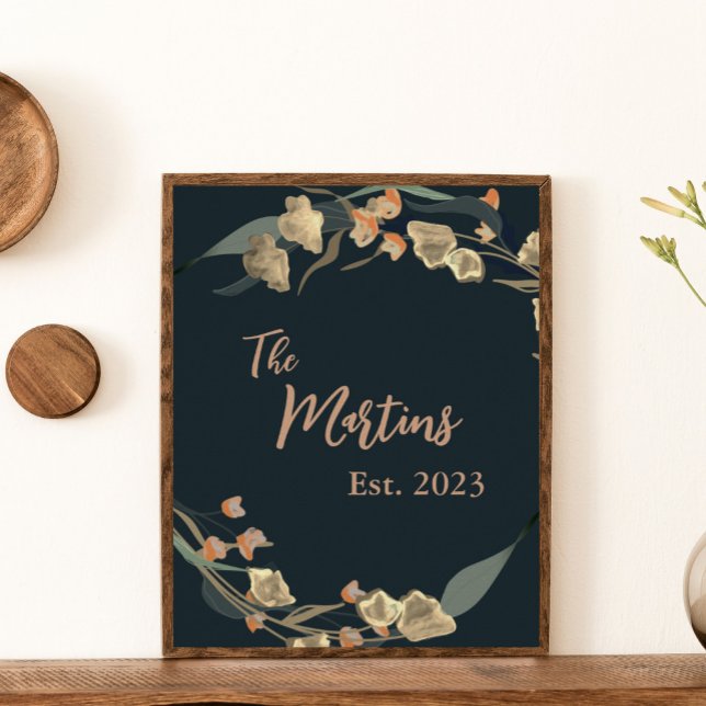 Poster Família Botânica bege do Marinho Elegante (Criador carregado)