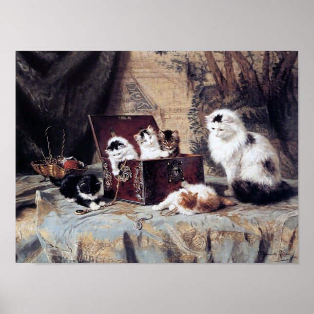 Poster Família Cat, Henriette Ronner-Knip (Frente)