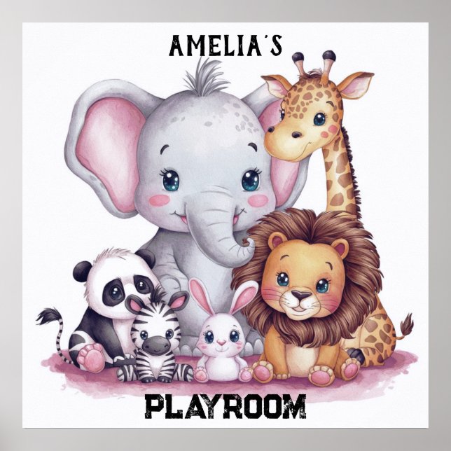 Poster Família de animais selvagens com aquarelas#6 (Frente)