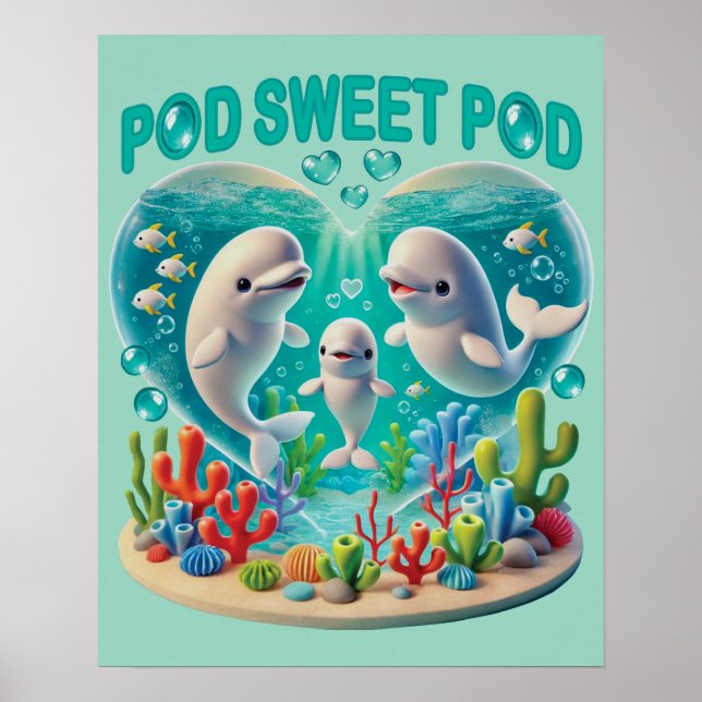 Poster Família de baleias "Pod Sweet Pod" (Frente)