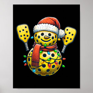 Poster Família de Boneco de Neve com Chapéu de Papai Noel