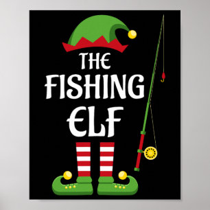 Poster Família de Elfos Pescadores Grupo de Natal Combina