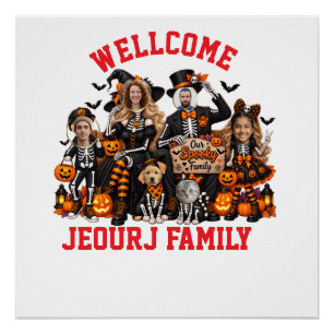 Pôster Família de Esqueleto Personalizada Halloween Fa