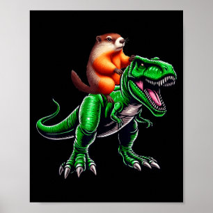 Poster Família de Fantasia de Groundhog Montando T-rex pa