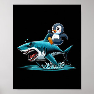 Poster Família de Foca de Fantasia de Tubarão de Pinguim
