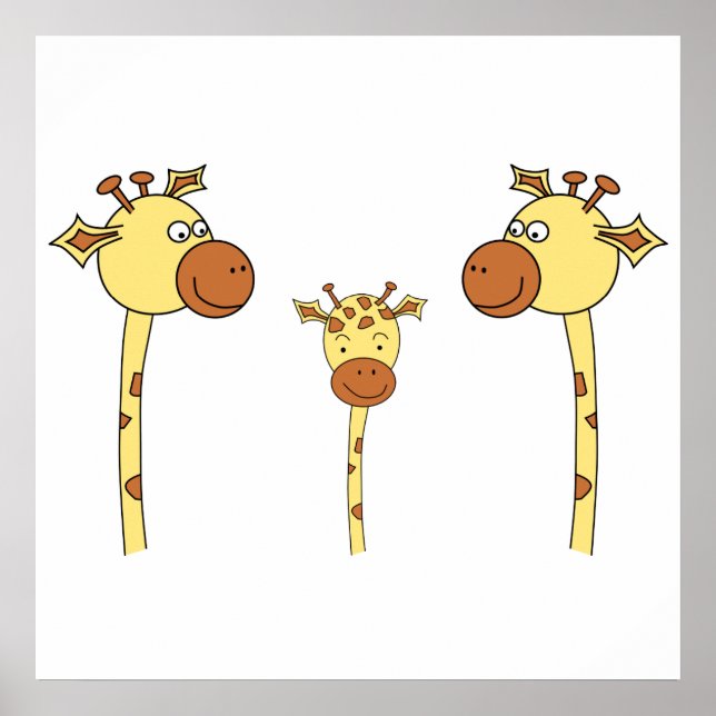Pôster Família de Girafas. Cartoon. (Frente)