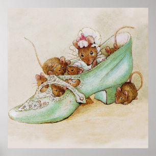 Poster Família de mouse em um Calçado por Beatrix Potter