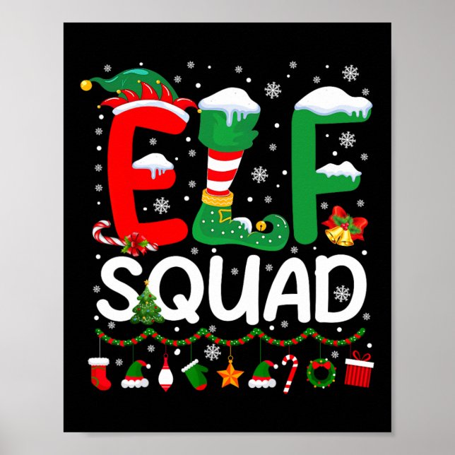 Poster Família de Natal do Esquadrão Elf Correspondendo P (Frente)