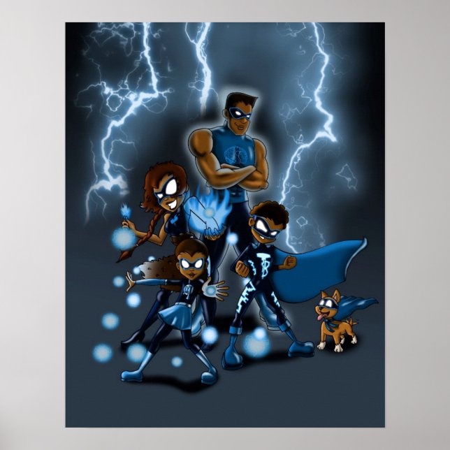 Poster Família de Super-Heróis Afro-Americanos (Frente)