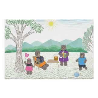 Pôster família de ursos fofos