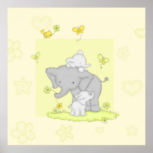 Pôster Família do elefante