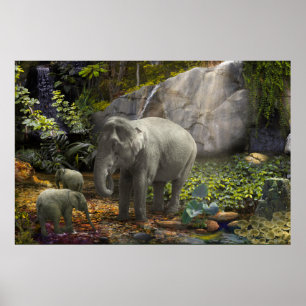 POSTER FAMÍLIA ELEFANTE "SALA VERDE" #2