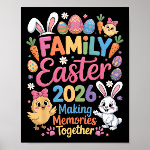 Poster Família Feliz Páscoa 2026 Criando Memórias Coelho