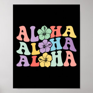 Poster Família Havaiana de Mulheres Aloha Vacinação Hibis