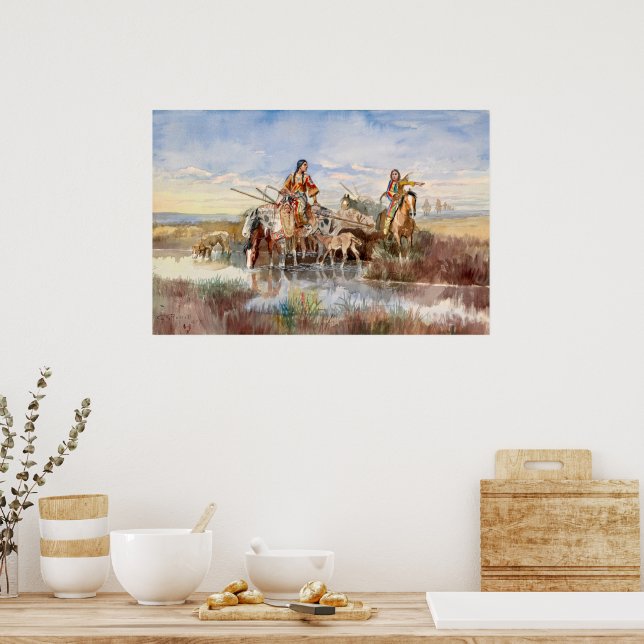 Poster Família Indiana com Travois por Charles M. Russell (Cozinha)