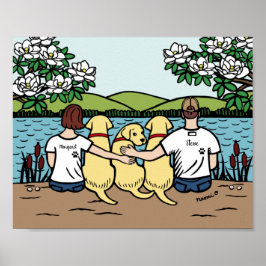 Poster Família Labrador Amarelo Personalizada Castanho Cu