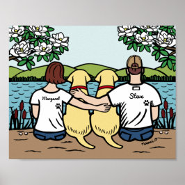 Poster Família Labrador Amarelo Personalizada Castanho Cu