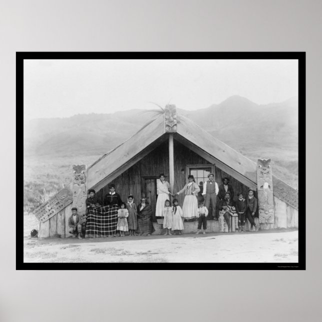 Poster Família Maori Nova Zelândia 1917 (Frente)