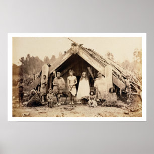 Pôster Família maori, Nova Zelândia, c.1880s (impressã