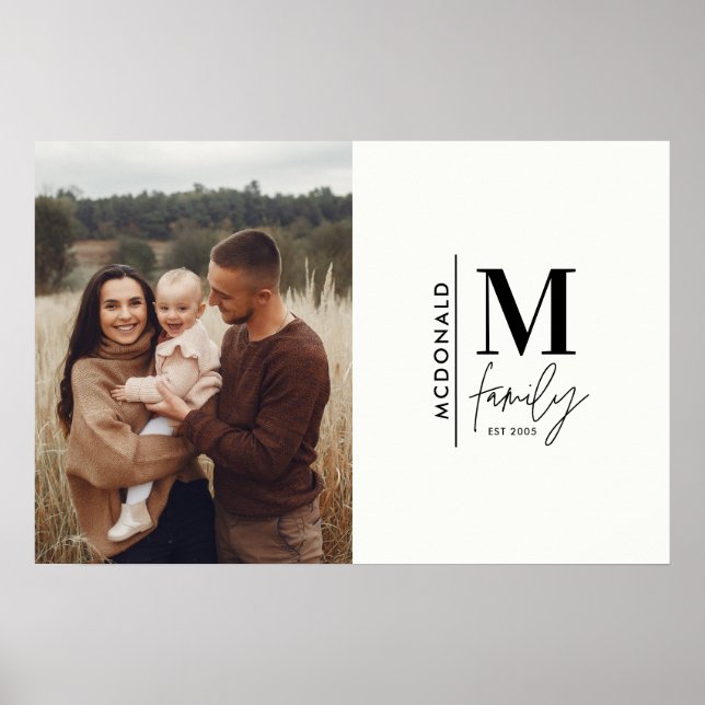 Poster Família moderna de fotomonogramas preto e branco (Frente)